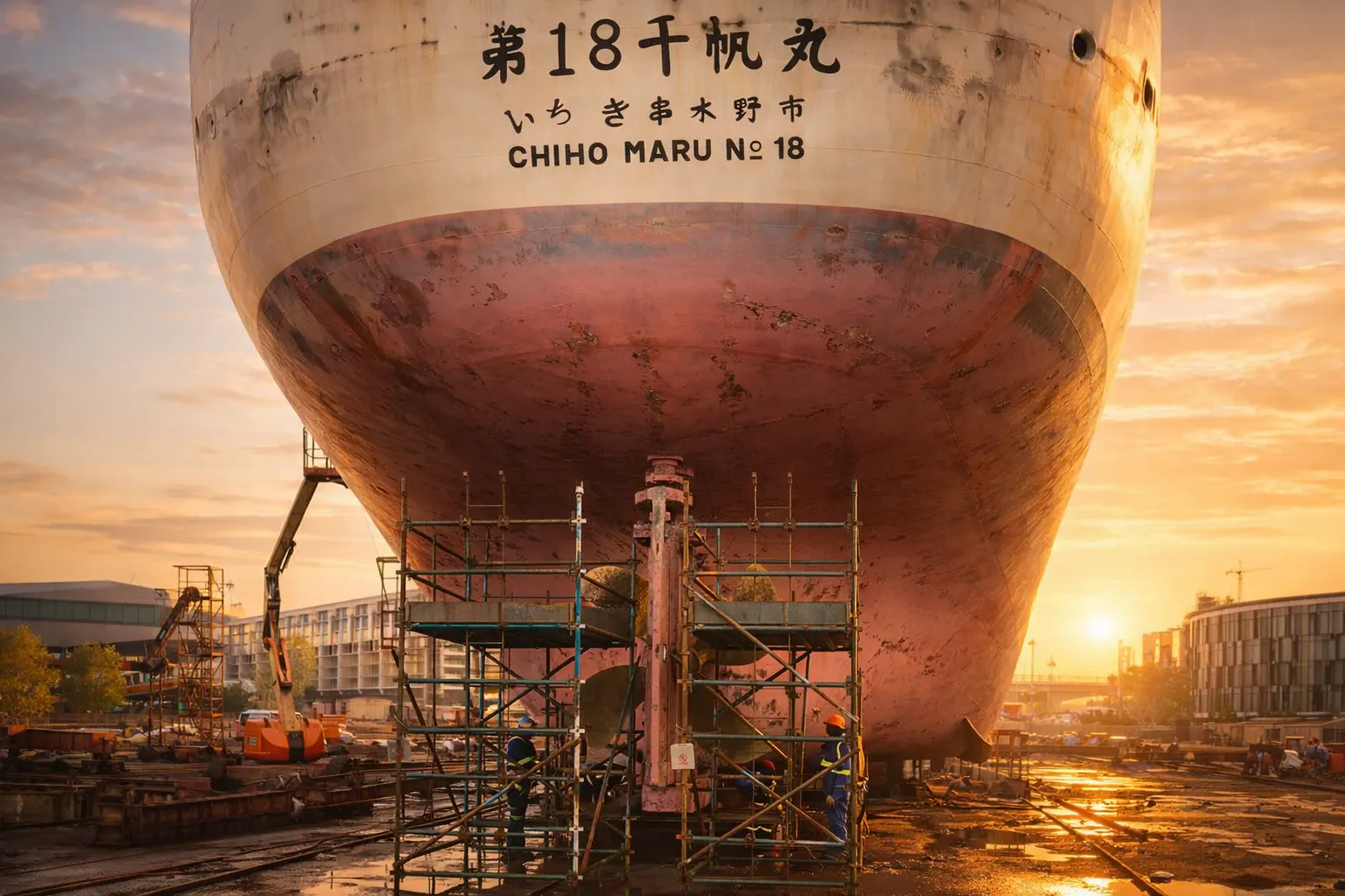 Stern scaffold setup for propeller and tailshaft service